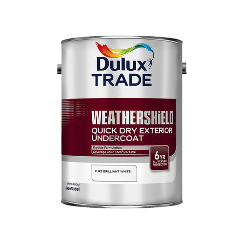 Dulux Trade Weathershield Quick Dry Exterior Undercoat Pure Brilliant White 5L