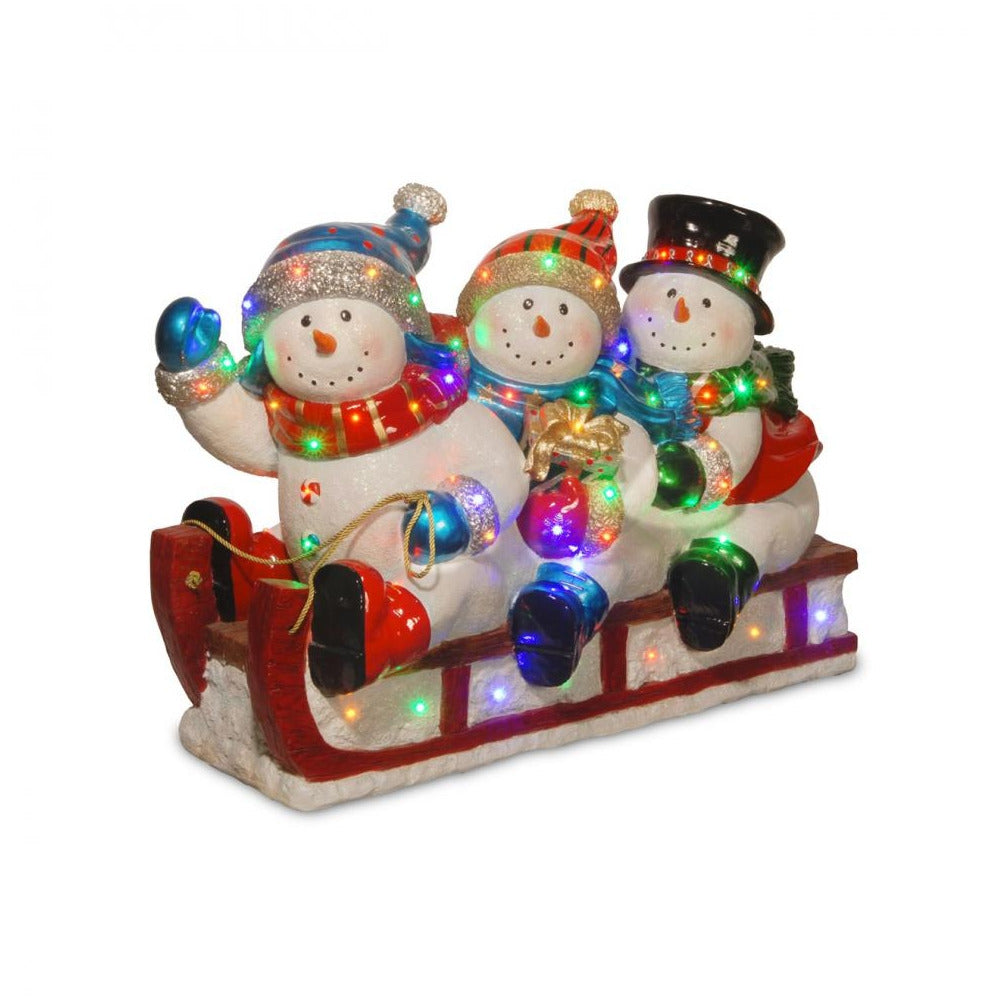 National Tree Company - LED 3 Snowmen in Sledge - 29in - Multi-Coloured