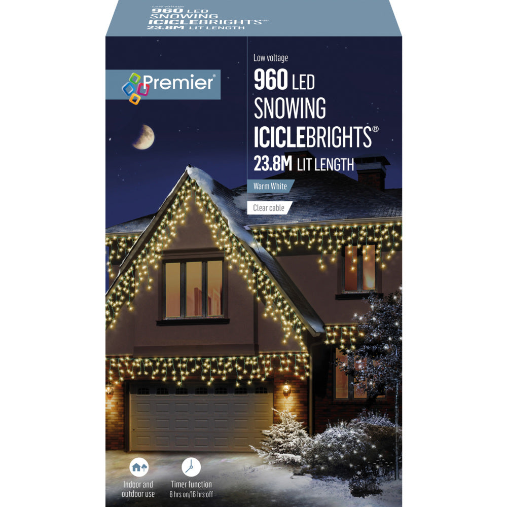 960 LED Multi-Action Snowing Iciclebrights - Warm White