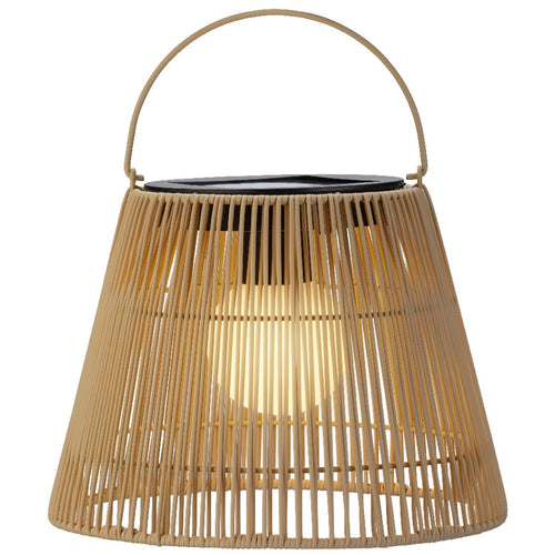 Lumineo Solar-Powered Natural Wicker Effect Integrated LED Outdoor Hanging lantern