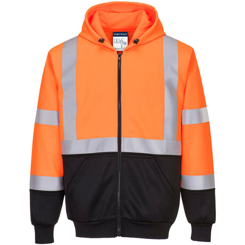 Portwest  - Hi-Vis Two-Tone Zipped Hoodie - Orange/Black