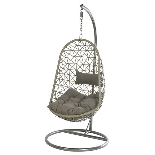 Bari Wicker Hanging Egg Chair Grey