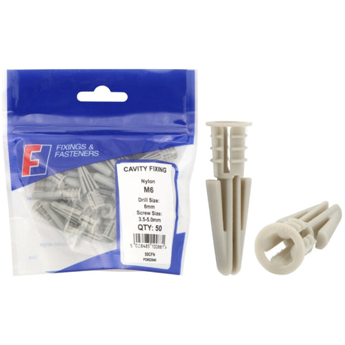 ForgeFix Prepack Cavity Wall Fixing Plug Nylon No. 6-8 (Bag50)