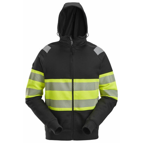 Snickers - High-Vis, Class 1 Full Zip Hoodie - Black\\High Vis Yellow