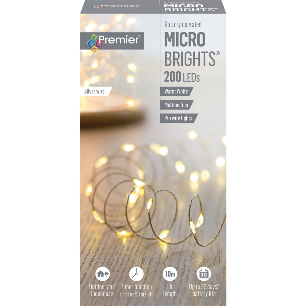 200 LED Battery Operated Multi-Action Microbrights - Warm White