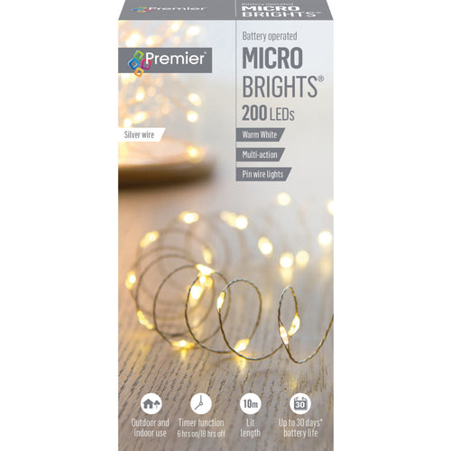 200 LED Battery Operated Multi-Action Microbrights - Warm White