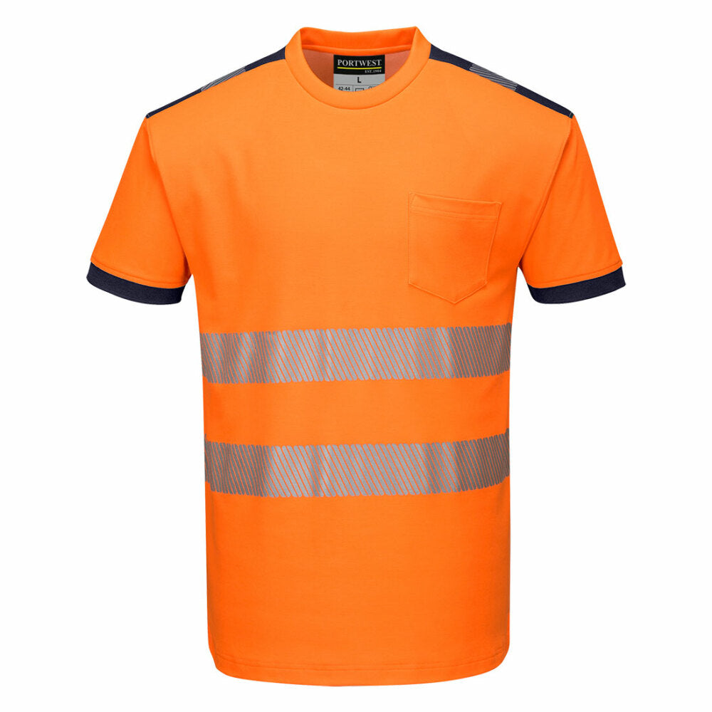 Portwest  - PW3 Hi-Vis T-Shirt S/S - Orange/Navy