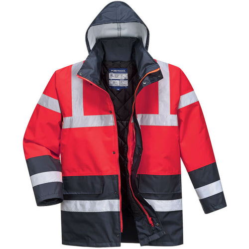 Portwest  - Hi-Vis Contrast Traffic Jacket - Red/Navy