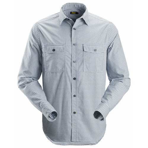 Snickers - AllroundWork, Comfort Checked Long Sleeve Shirt - Cloud Blue
