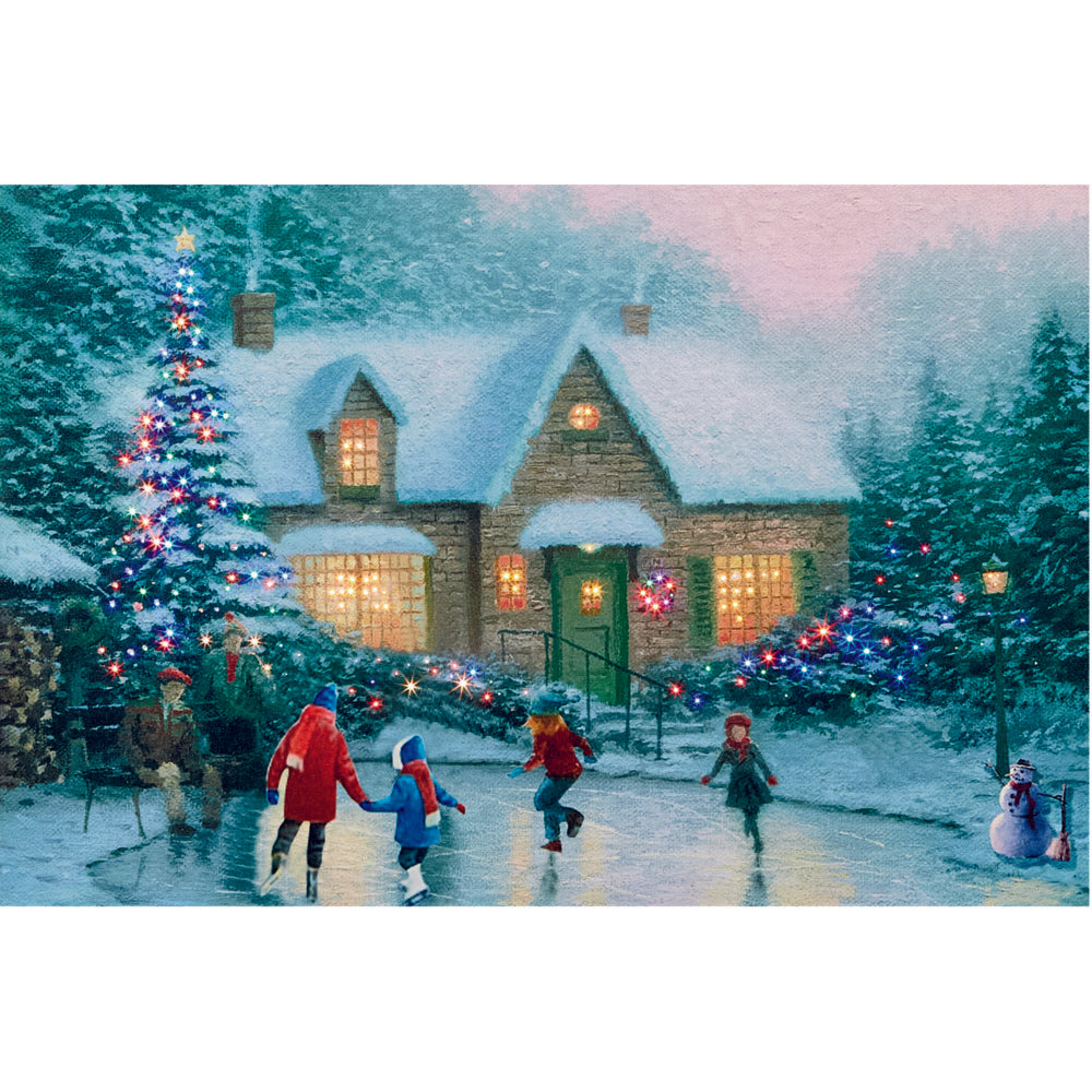 LED Christmas Canvas Picture - Ice Skater Scene