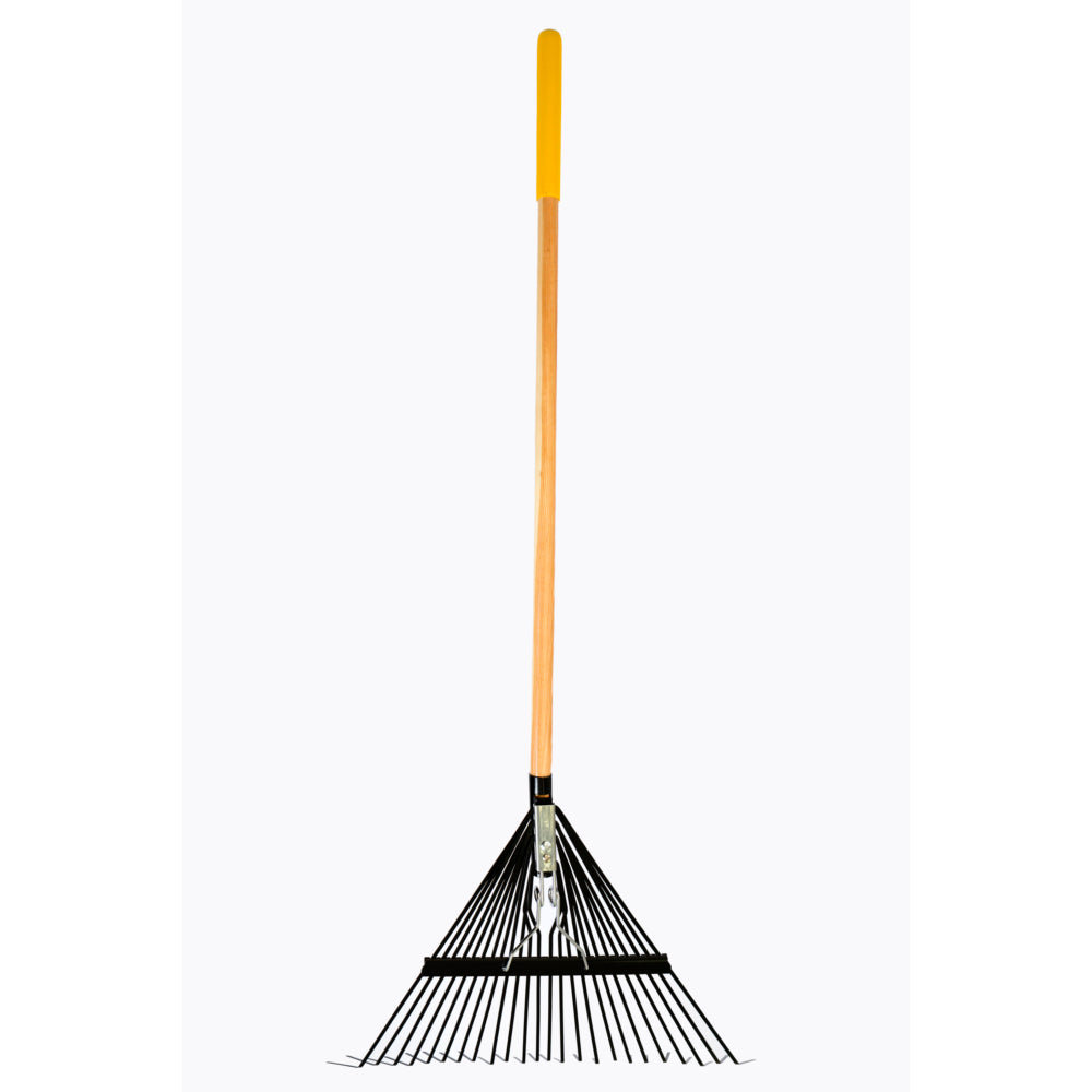 True Temper Steel Leaf Rake 24T Flat Tines Long Wood Handle