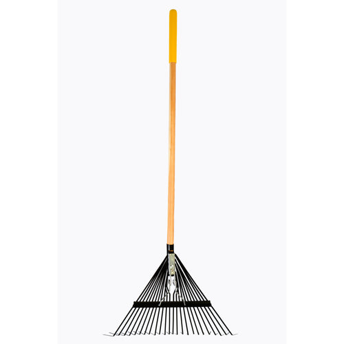 True Temper Steel Leaf Rake 24T Flat Tines Long Wood Handle