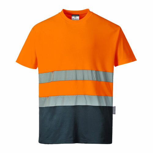 Portwest  - Two Tone Cotton Comfort T-Shirt - Orange/Navy