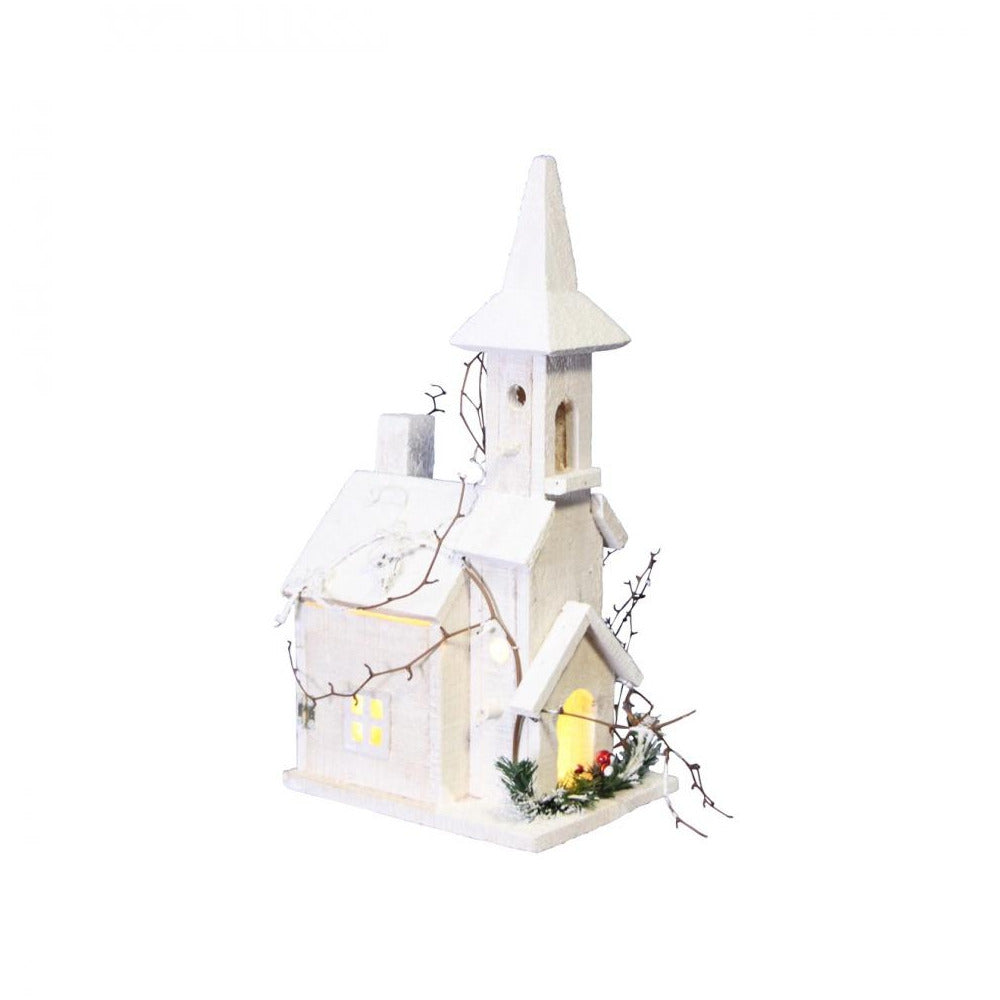 Jingles - Timesmart LED Lit White Church - 42cm