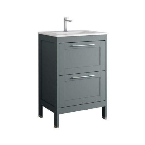 2 Drawer Floor Standing Unit Matt Grey - 60cm - (Exc Basin)