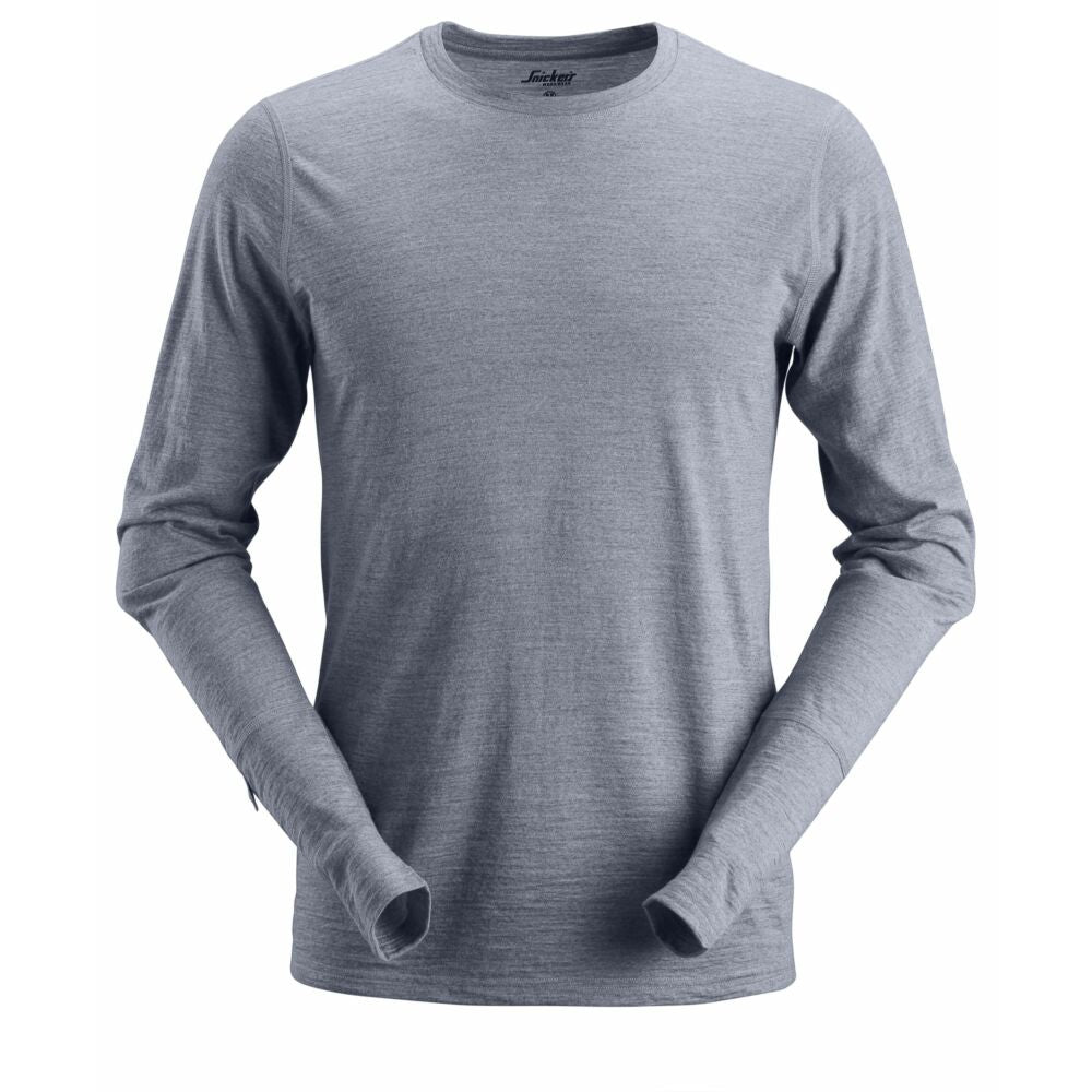 Snickers - AllroundWork, Wool Long Sleeve T-Shirt - Dark Blue Melange