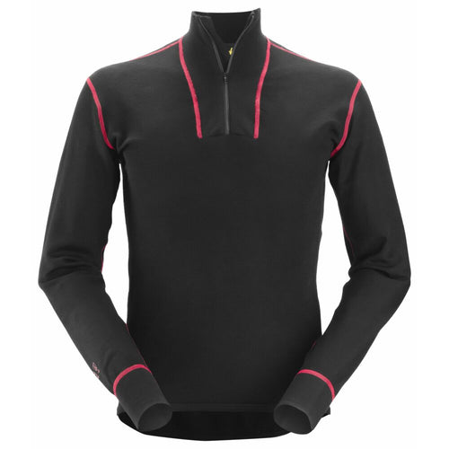 Snickers - ProtecWork, Half Zip Wool Long Sleeve Shirt - Black