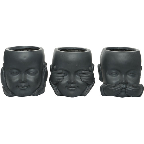 Fibreclay Monk Planter - Set of 3 - 24cm
