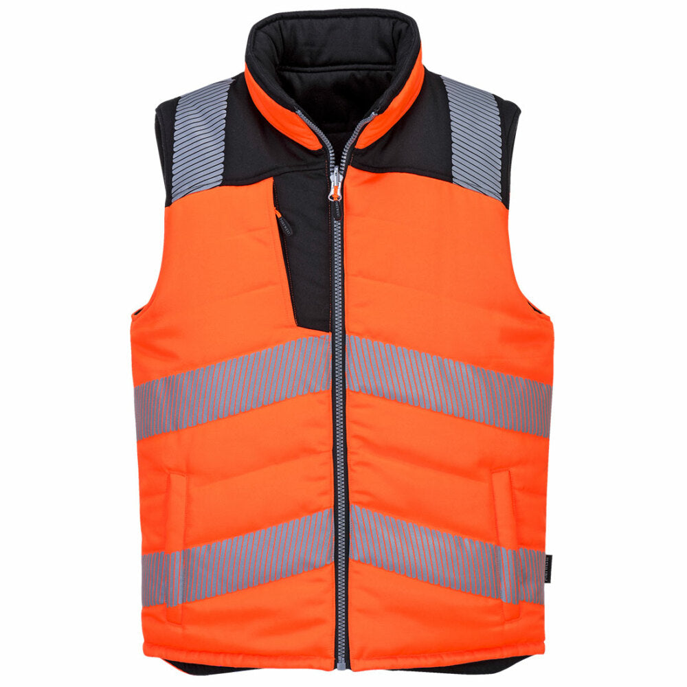 Portwest  - PW3 Hi-Vis Reversible Bodywarmer - Orange/Black