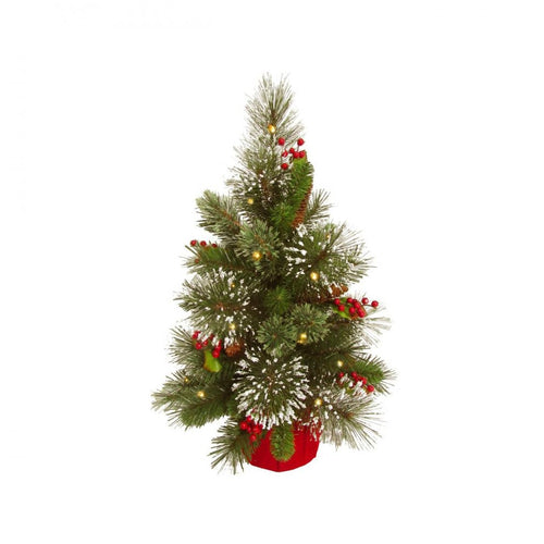 National Tree Company - Wintry Pine Pre-Lit Miniature Tree - 60cm