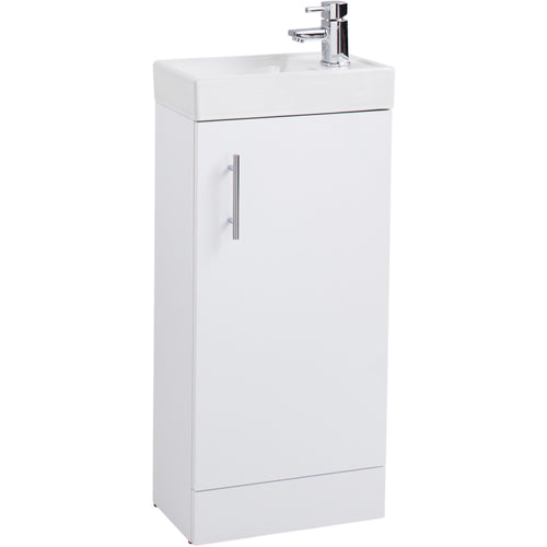 Compact Vanity Unit & Washbasin Gloss White - 40cm