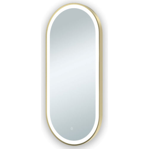 SME Florence 450x1000 Pill Shaped LED Mirror - Brushed Brass