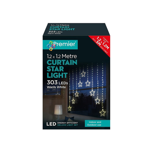 Premier - 303 LED Curtain Star Light Warm White - 1.2m x 1.2m