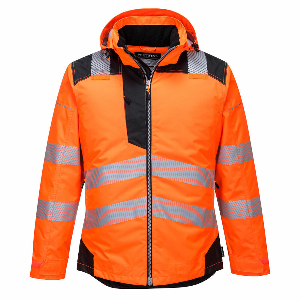 Portwest  - PW3 Hi-Vis Winter Jacket  - Orange/Black