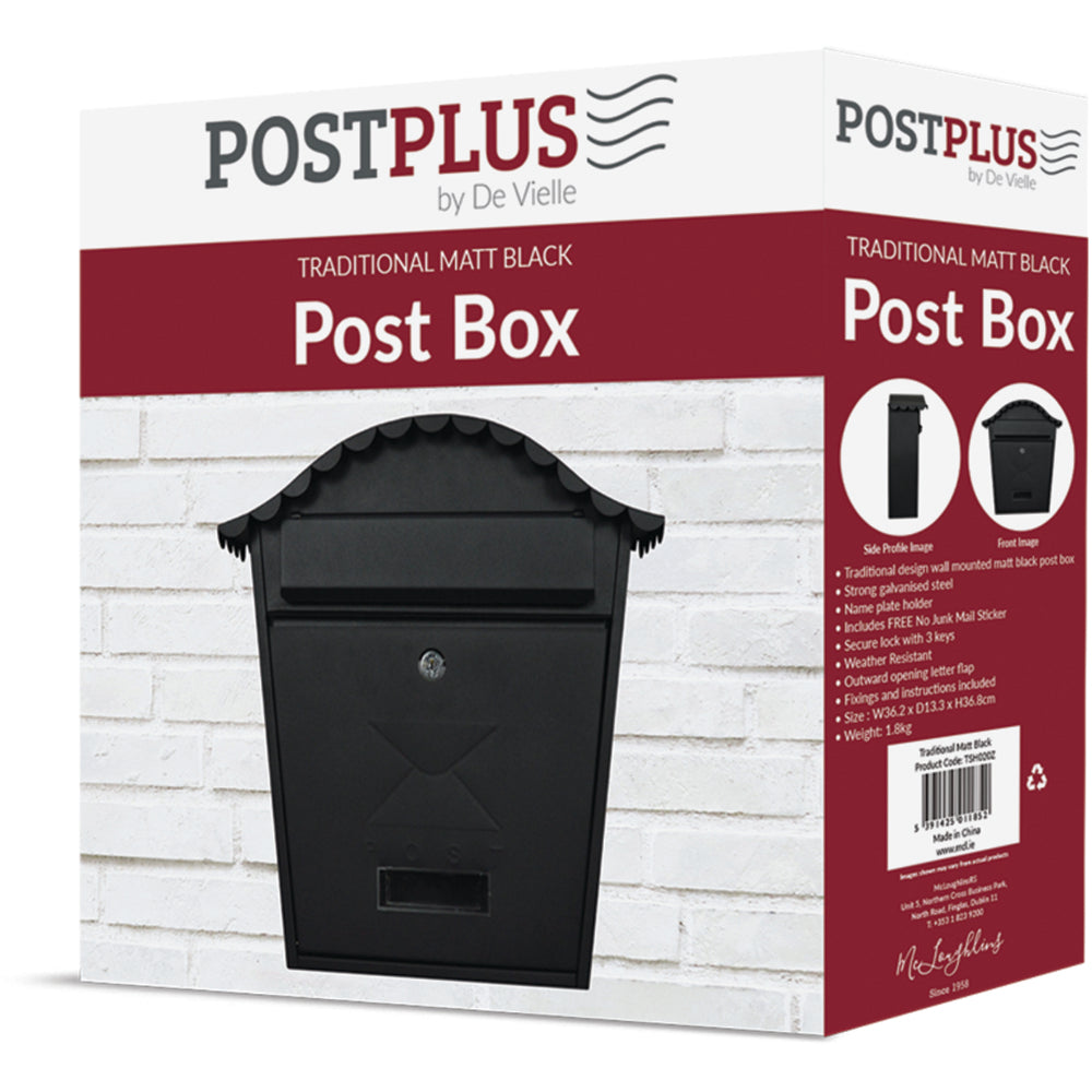 Traditional Matt Black Post Box