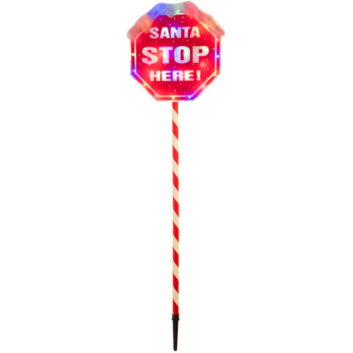 Festive LED Santa Stop Here Sign - 100cm