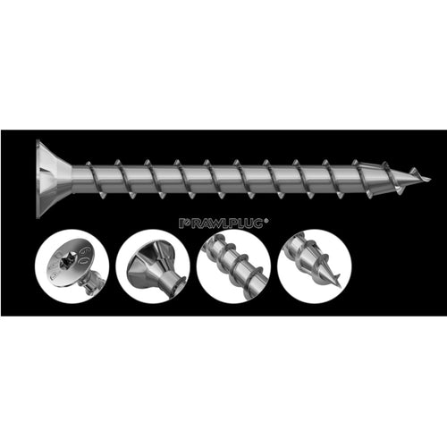 R-PVS Construction screw with countersunk head and full thread