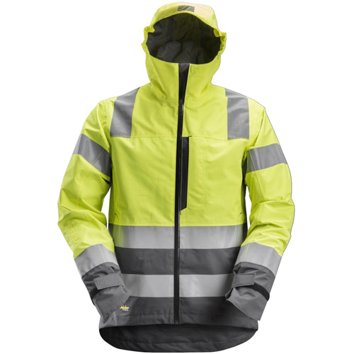Snickers - AllroundWork, High-Vis Waterproof Shell Jacket Class 3 - High vis yellow\\Steel grey