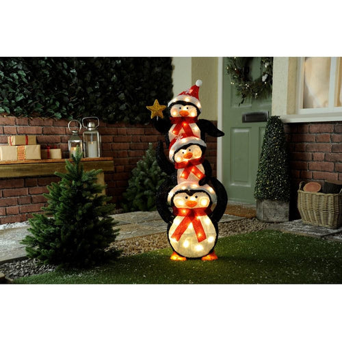 Festive - LED Lit Penguin Family - 104cm - Multi-Coloured