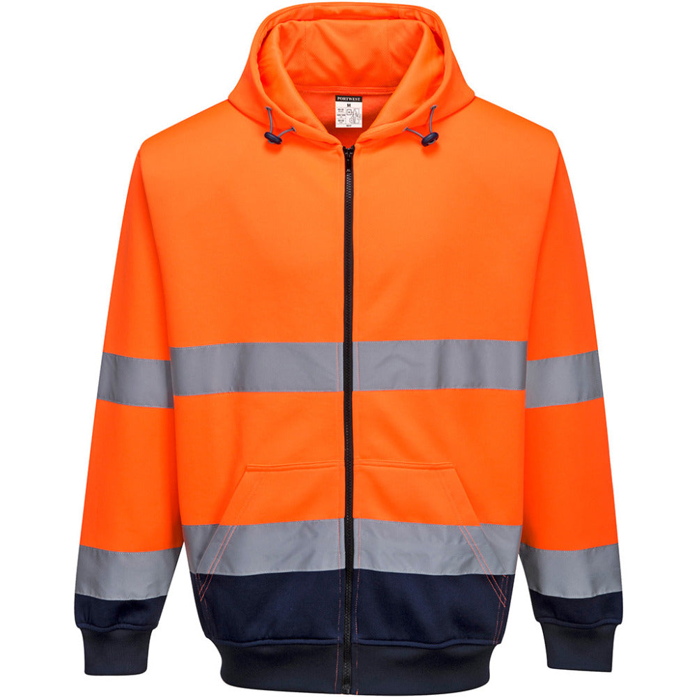 Portwest  - Two-Tone Zip Front Hoodie - Orange/Navy
