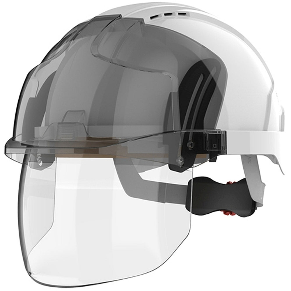 JSP - EVO® VISTAshield® Safety Helmet with Integrated Faceshield - Vented - White / Smoke