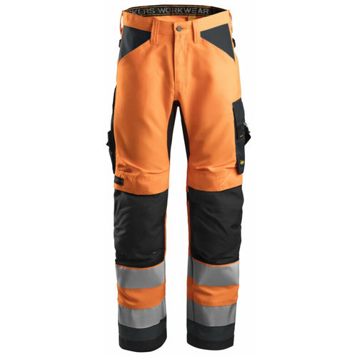 Snickers - AllroundWork, High-Vis Work Trousers+ Class 2 - High vis orange\\Steel grey