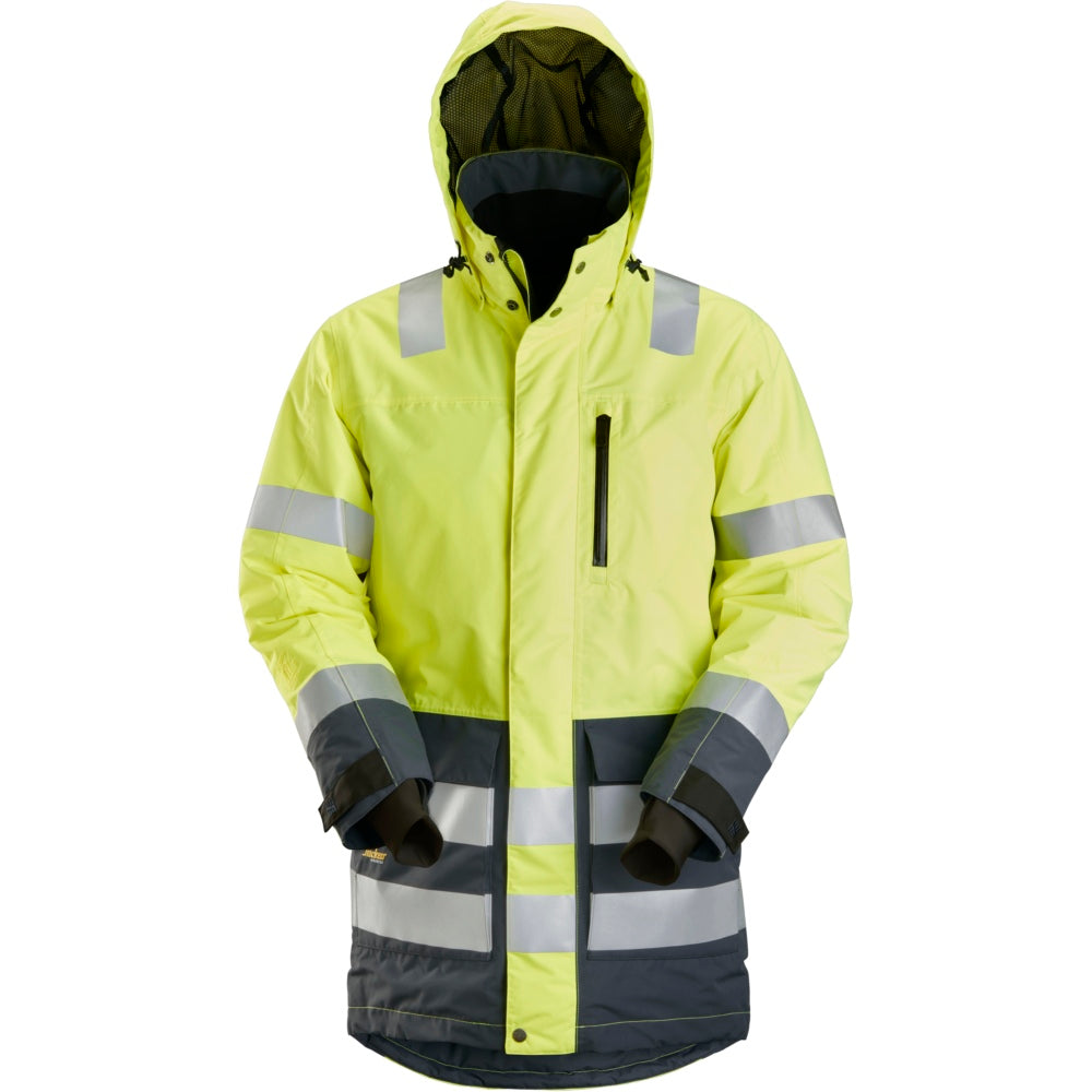 Snickers - AllroundWork, High-Vis Waterproof Parka Class 3 - High vis yellow\\Steel grey