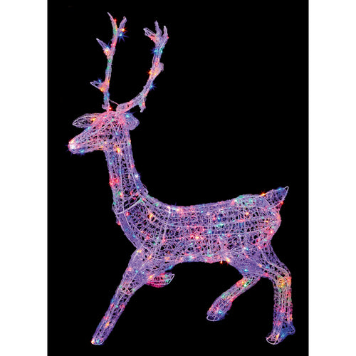 LED Multi-Action Soft Acrylic Stag Multi-Coloured - 1.4m