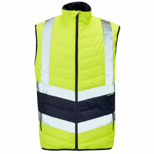Hi-Vis Reflective 2-Tone Puffer Bodywarmer Yellow/Navy - S
