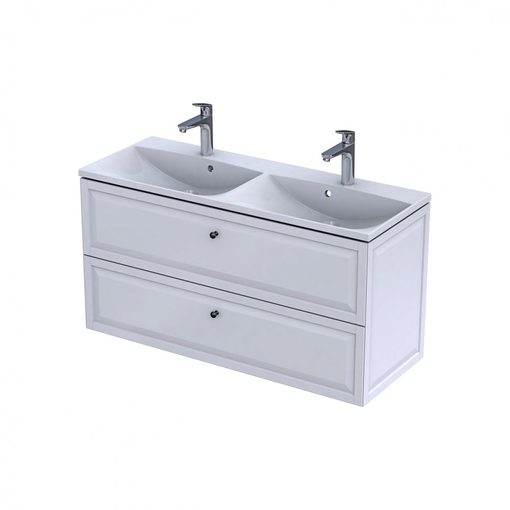 Armavit - 120cm 2 Drawer Vanity Unit - Matt White - (Exc Basin)