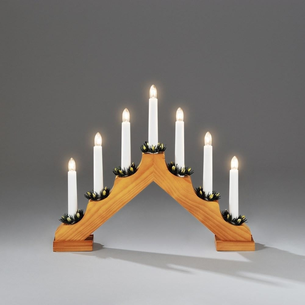 Konstsmide - 7 Light Wooden Candlebridge - Light Oak