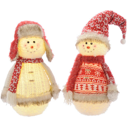 Light Up Standing Snowmen 44cm and 58cm - 2 Assorted