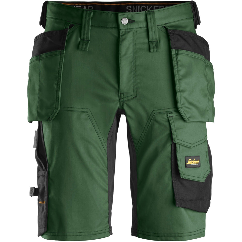 Snickers - AllroundWork, Stretch Shorts Holster Pockets - Forest Green\\Black