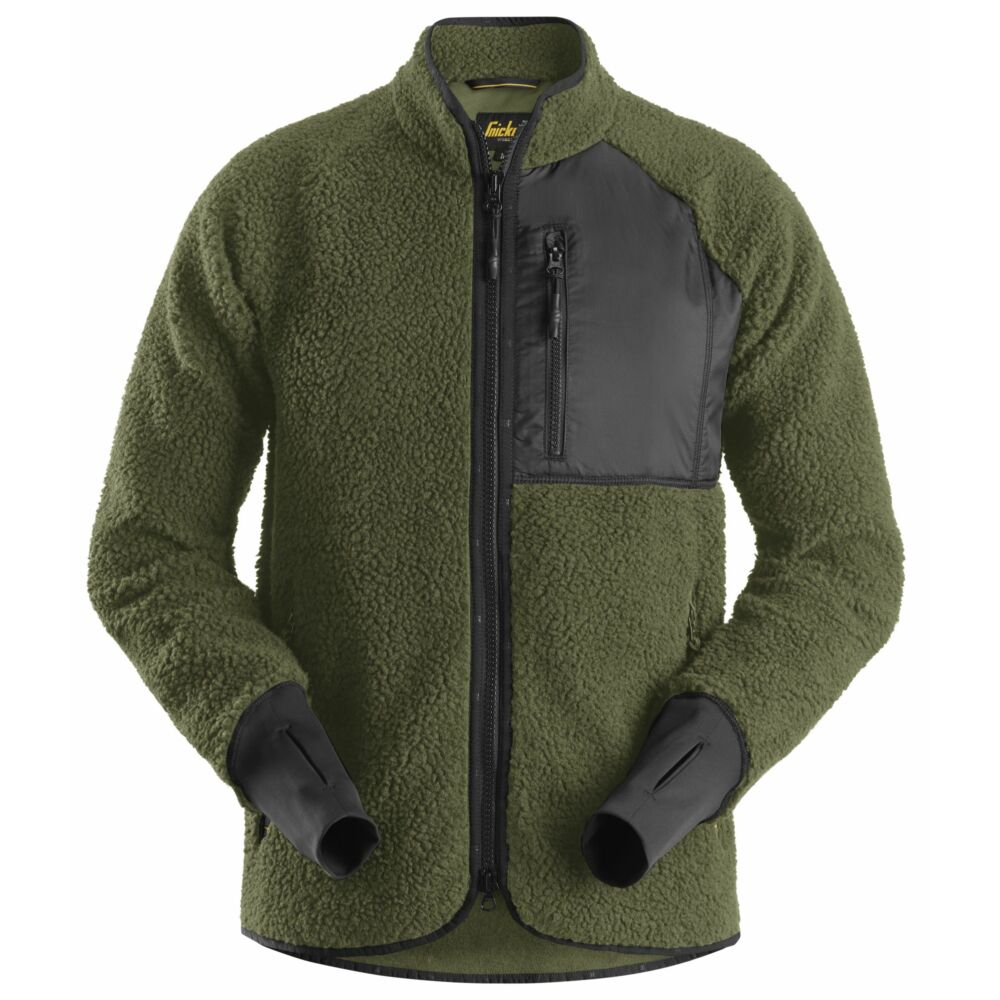 Snickers - AllroundWork, Pile Full Zip Jacket - Khaki Green\\Black