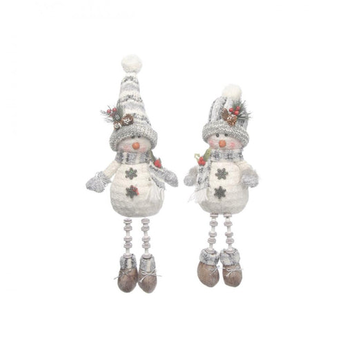 Festive - Dangly Leg Grey Snowmen - 38cm