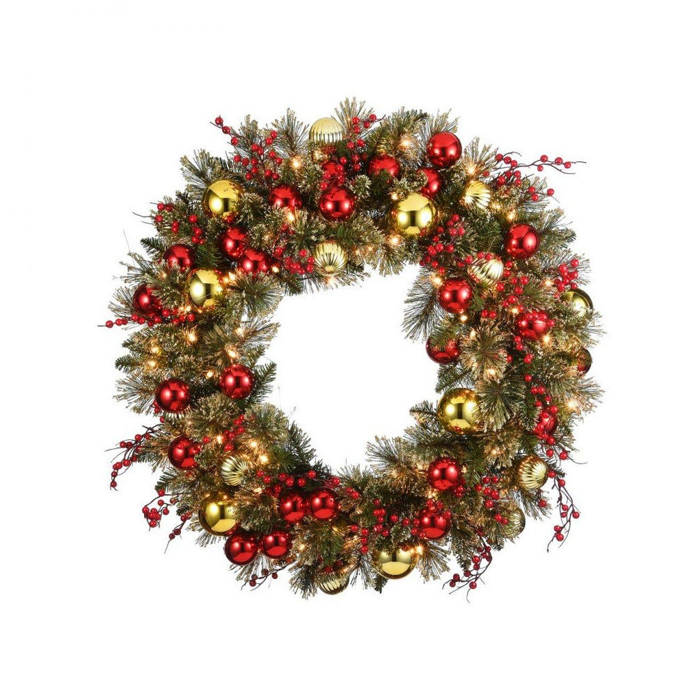 National Tree Company - Dakota Pine Pre-Lit Wreath - 60cm