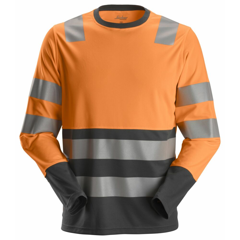 Snickers - AllroundWork, High-Vis Long Sleeve T-Shirt Class 2 - High vis orange\\Steel grey