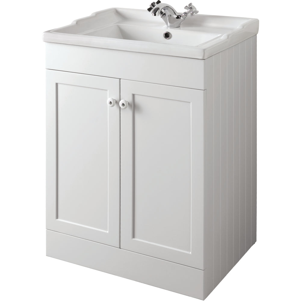 Duke 600mm Floor Standing Unit Only - Matt White
