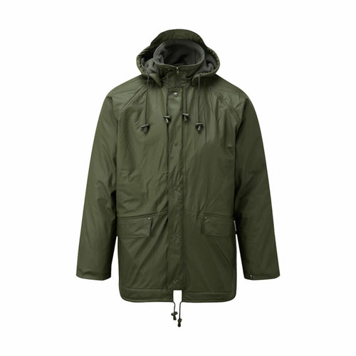 Fort Flex PU Fleece-Lined Waterproof Jacket Olive Green - XXL
