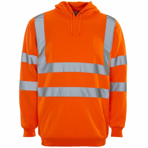 Hi-Vis Reflective Hooded Sweatshirt Orange - L